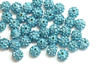 Šatonová kulička 6 mm, 1 ks - červená + modré šatony (aquamarine)