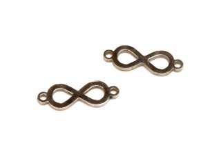 Mezidíl z nerezové oceli Infinity (Nekonečno) se 2 očky 20x6,5 mm, 1 ks