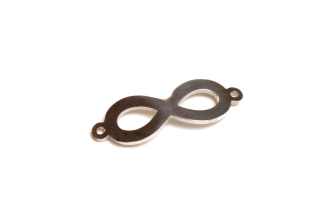 Mezidíl z nerezové oceli Infinity (Nekonečno) se 2 očky 29x10 mm, 1 ks